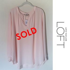 NWT LOFT XXL Long Blush Pink Split Neck Tunic